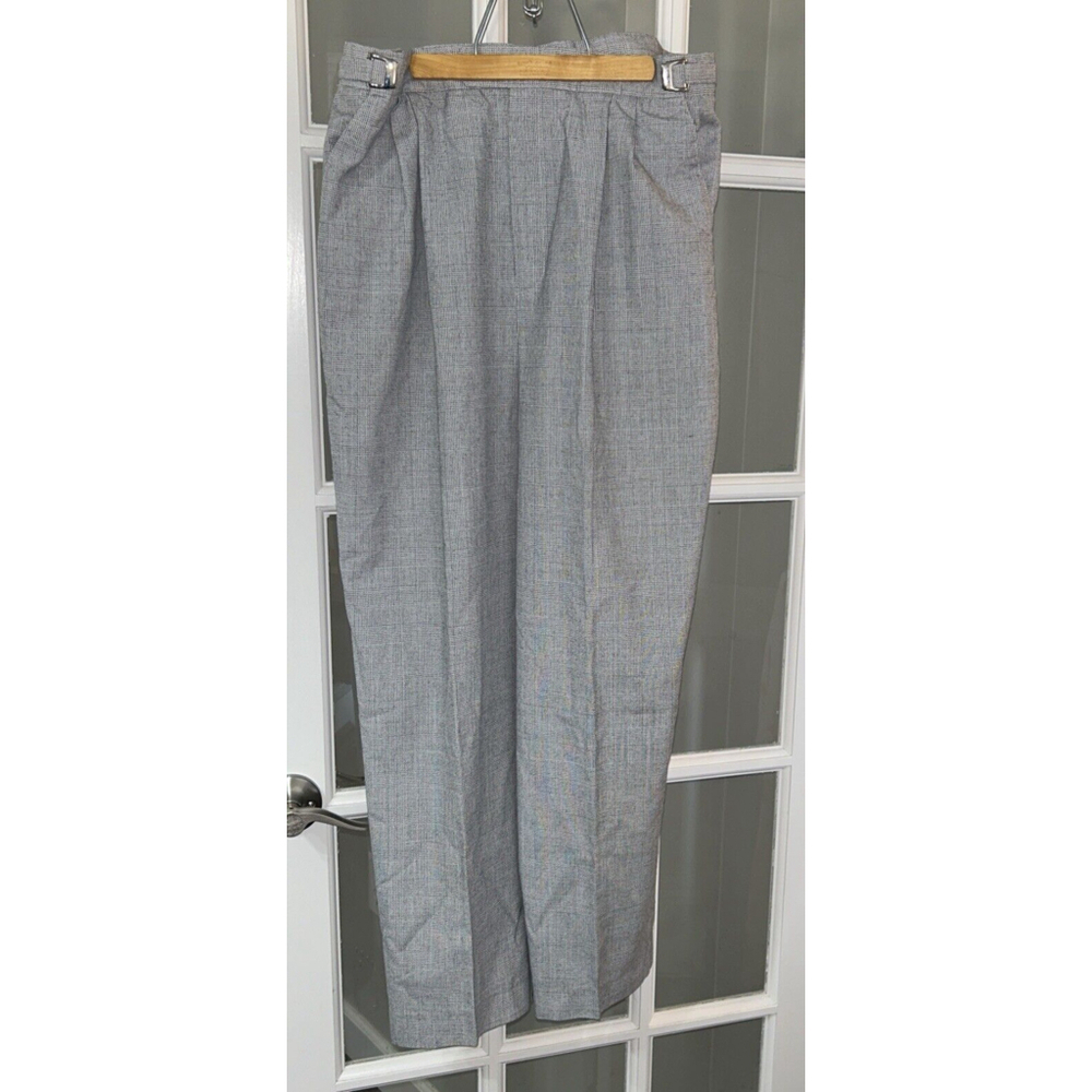 VTG Norm Thompson Size 14 Gray Checked “Always Fit” Pants High Waisted Pleated